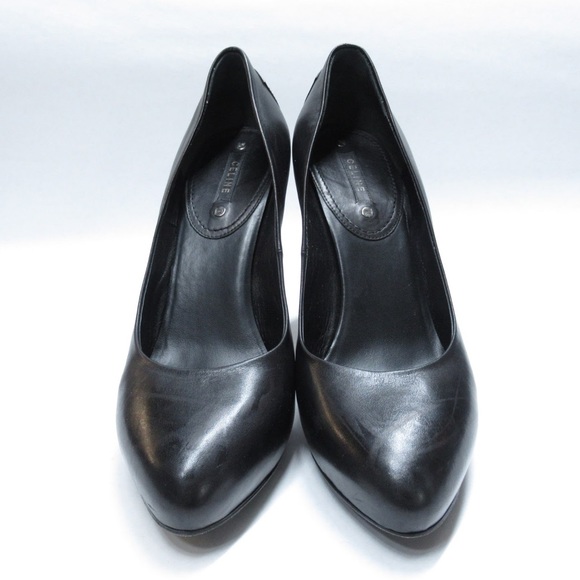 auth CÈLINE size 40 black calfskin platform PUMPS - Picture 6 of 8